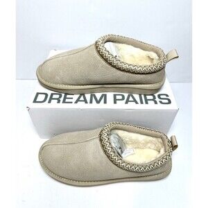 Dream Pairs Womens Slippers 8 Sand Faux Suede Faux Fur Cozy Slip On Embroidered